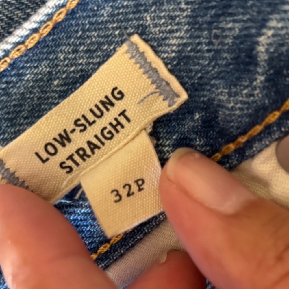 Madewell Low-Slung Straight Jeans Medium Wash Blue Denim 32P Petite - Picture 3 of 4